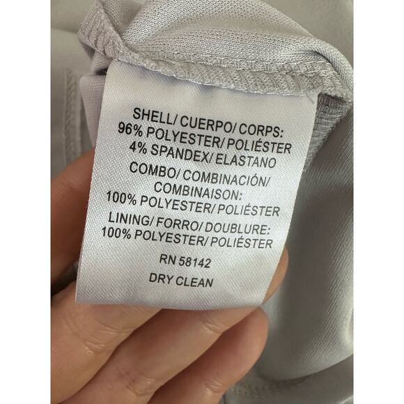 Maggy London light gray short sleeves sheath midi cocktail dress size 6 - Picture 4 of 13